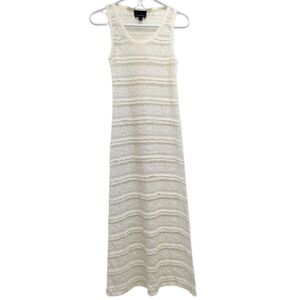 Cynthia Rowley women's off-white sheer lace ruffle maxi dress size S